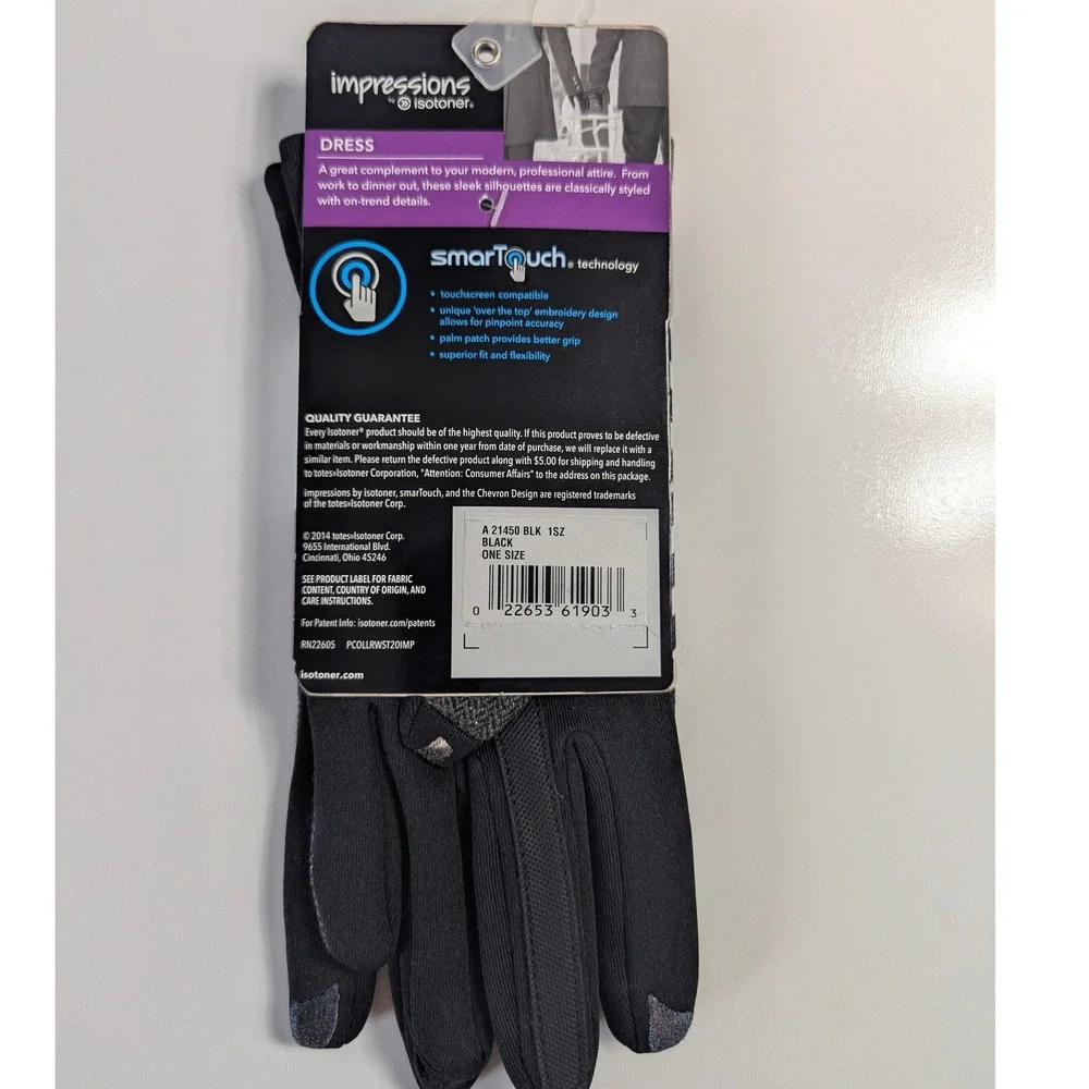NEW Isotoner Impressions Womens Grey Herringbone smarTouch Dress Gloves OS - Picture 2 of 6